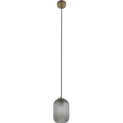 Kave Home - Plafondlamp Hestia in metaal met messing finish en grijs glas