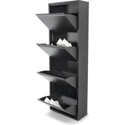 Spinder Design schoenenkast Billy 4 - Zwart -16 paar schoenen