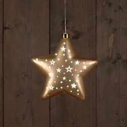 Star Glass Matt Gold With Stars 19Cm / Led Warm White /