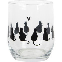 Clayre & Eef Waterglas 300 ml Transparant Glas Katten Drinkbeker