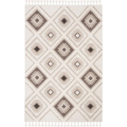 Safavieh Shaggy Indoor Woven Area Rug, Moroccan Tassel Shag Collection, MTS601, in Ivory & Brown, 122 X 183 cm