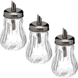 5Five - 6x - Suikerpot/suikerstrooier glas met RVS tuit - 180ml - Suikerstrooiers
