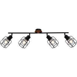 Plafondlamp 4-lichts met metalen roosterkappen | E27 | Zwart | Industrieel | Plafondspots
