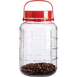 Urban Living Voedsel opslag container - glas - 5 liter - afsluitdop en draag hengsel - voorraadpot - Voorraadpot