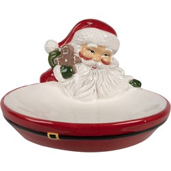 Clayre & Eef Decoratie schaal 19x16x10 cm Rood Keramiek Kerstman Serveerschaal