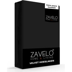 Zavelo Flanel Velvet Hoeslaken Zwart-Lits-jumeaux (160x200 cm)