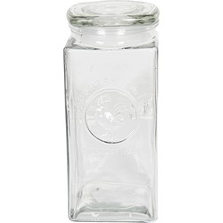 Clayre & Eef Voorraadpot Deksel 10*10*23 cm / 1700 ml Transparant Glas Vierkant Voorraadbus Bewaarpot