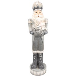 Clayre & Eef Beeld Kerstman 82 cm Zilverkleurig Kunststof Kerstdecoratie Beeld decoratie Decoratieve Accessoires