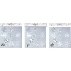 3x stuks velletjes raamstickers sneeuwvlokken 30,5 cm raamversiering/raamdecoratie - Feeststickers