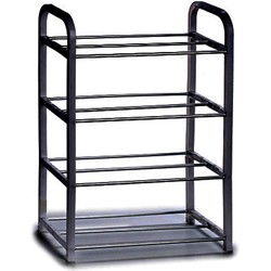 Arte r Schoenenrek - 4-laags - metaal - zwart - 40 x 19 x 56 cm - Schoenenrekken