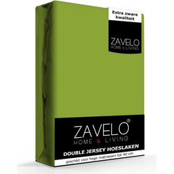 Zavelo Double Jersey Hoeslaken Appeltjes Groen-1-persoons (90x200 cm)