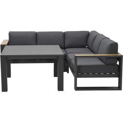 Garden Impressions Plaza lounge dining set 4-delig donker grijs - teaklook