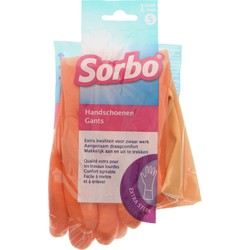 Sorbo Huishoudhandschoenen - maat S - oranje - extra sterk - Schoonmaakhandschoenen