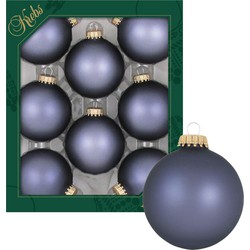 Krebs Kerstballen - 8 st - glas - blue stone velvet - 7 cm - Kerstbal