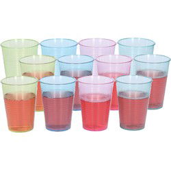 Plasticforte kunststof drinkglazen - 24x stuks - gekleurd - 360 ml - Drinkglazen