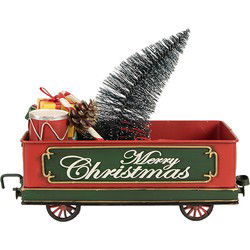 Clayre & Eef Kerstdecoratie Beeld Trein Rood Metaal