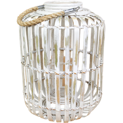 Lantaarn Capsule - medium - white wash - bamboe