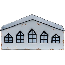 Clayre & Eef Theelichthouder Huis 36x12x18 cm Wit Metaal Waxinelichthouder