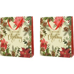 2x stuks grote kerst cadeautas/tas voor kerstcadeautjes Merry Christmas 72 cm - Cadeaudoosjes