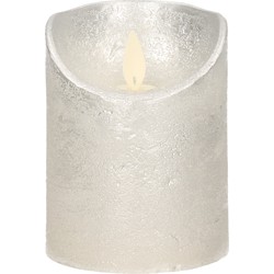 1x LED kaarsen/stompkaarsen zilver met dansvlam 10 cm - LED kaarsen
