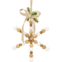 Decoratieve kerst hanglamp in bruin en beige hout D10