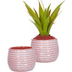 Ideas4seasons Bloempot/plantenpot - 2x - zachtroze - voor kamerplant - D14 x H10 cm - Plantenpotten