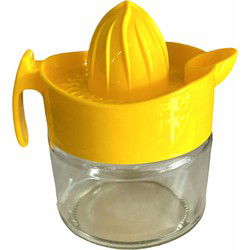 Excellent Houseware Sinaasappelpers/citruspers Mini - Handmatig - kunststof - 15 x 12 cm - geel - Citruspersen