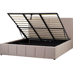 CASTELNAVET - Tweepersoonsbed - Taupe - 180 x 200 cm - Polyester