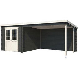 Blokhut met overkapping Sunniva 570x275 Carbon Grey-Wit