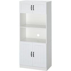 Keukenkast Voorraadkast Hoog met 2 open planken 40x70x170 cm - Wit