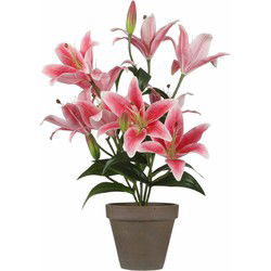 Mica Decorations Tigerlily/tijgerlelie kunstplant - fuchsia - 47 cm - Kunstplanten