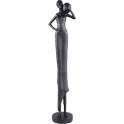 PTMD Rafah Black Poly Woman Statue Holding Pot Shoulder