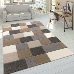 Laagpolig Vloerkleed Lareva - Blok Design - Beige - 240x330 cm