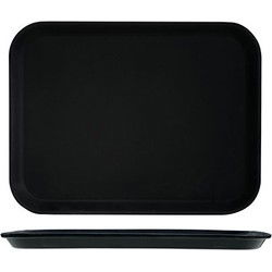 Kunststof dienblad/serveerblad - zwart - met antislip - 30 x 41 cm - Dienbladen