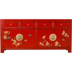 Fine Asianliving Chinees Dressoir Lucky Rood Handbeschilderd -