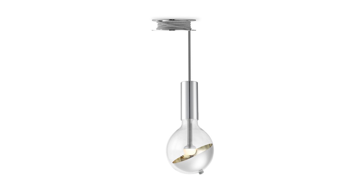 Move Me hanglamp Pulley - chroom / Sphere 5,5W - zilver goud
