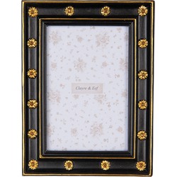 Clayre & Eef Fotolijst 10x15 cm Zwart Goudkleurig Kunststof Glas