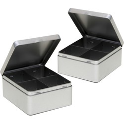 2x stuks metalen theedoos bewaarblik 15 cm - Theedozen