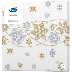 Servetten Snow Glitter White 3-laags tissue 33 x 33 cm - Duni