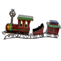 Clayre & Eef Decoratie Beeld Trein Rood Metaal
