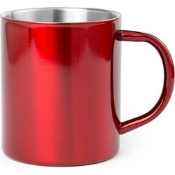 Luxe drinkbeker/koffiemok - metallic rood - 280 ml - RVS - Bekers