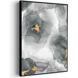 Muurwerken Akoestisch Schilderij - Abstract Marmer Look Grijs met Goud 04 - Geluidsdempend Wandpaneel - Wanddecoratie - Geluidsisolatie - PRO (AW 0.90) XXL (107X150)