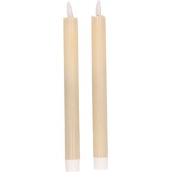 2x Kerstdiner/diner kaarsen creme kleurig LED 25,5 cm - LED kaarsen