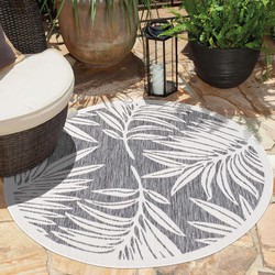 Tapijtenloods Sun In- & Outdoor Vloerkleed Laagpolig Grijs- 160 CM ROND