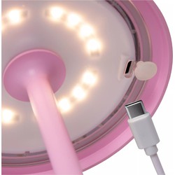 Roze USB oplaadbare draadloze tafellamp voor buiten dimbaar 1,5W