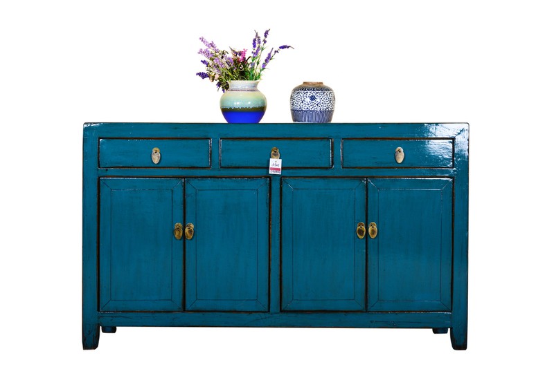 Fine Asianliving [PREORDER WEEK48] Antique Chinese Sideboard Hand Painted Blue - 