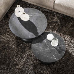 Salontafel Zwart Hout/Metaal - Set Van 2 - 60x60x40cm