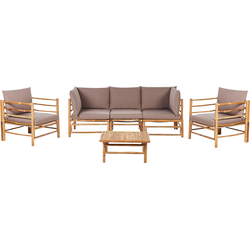 Beliani CERRETO - Zitgroep-Beige-Bamboehout