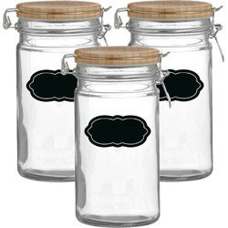 Weckpot/inmaakpot - 4x - 1L - glas - met beugelsluiting - incl. etiketten - Weckpotten