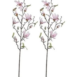 2x Magnolia beverboom kunstbloemen takken 80 cm decoratie - Kunstplanten